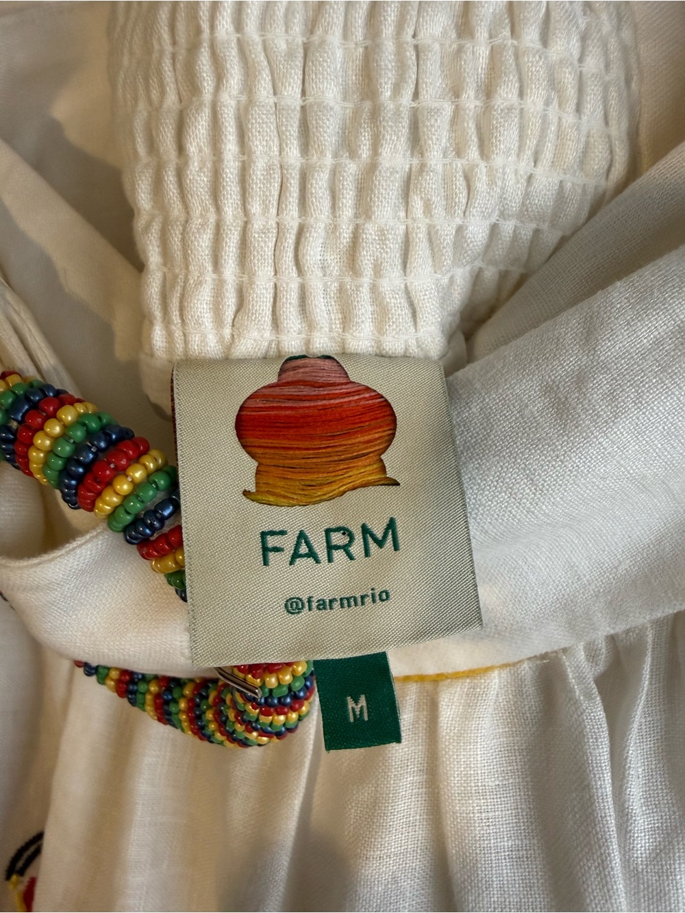 FARM Rio Off White Tropi Embroidered Euroflax Linen Maxi Skirt M - Picture 6 of 11